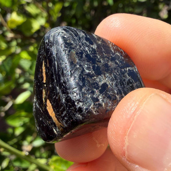 Greenland Nuummite Stone: Reiki Healing Stone, Protection Talisman, 19.63 grams