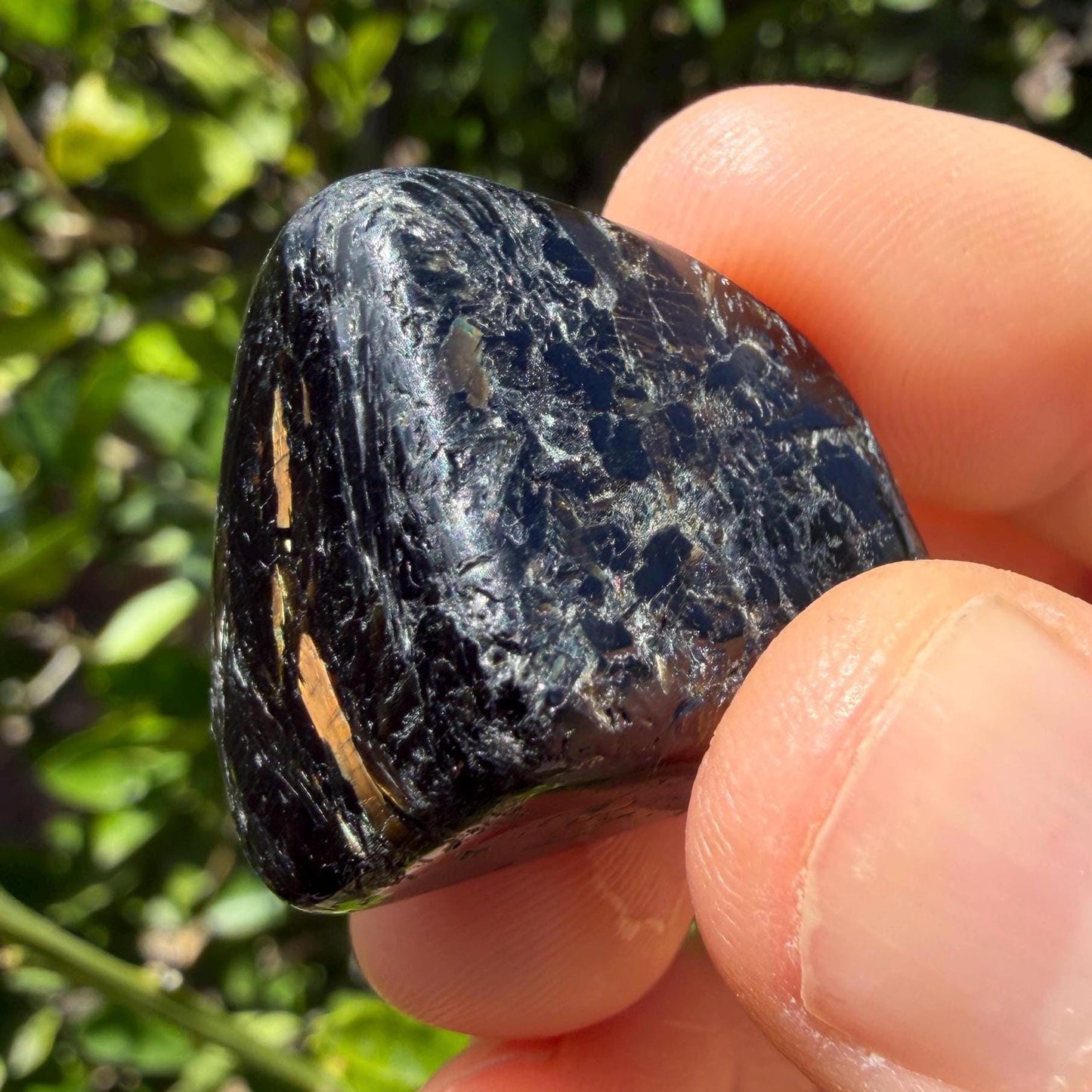 Greenland Nuummite Stone: Reiki Healing Stone, Protection Talisman, 19.63 grams