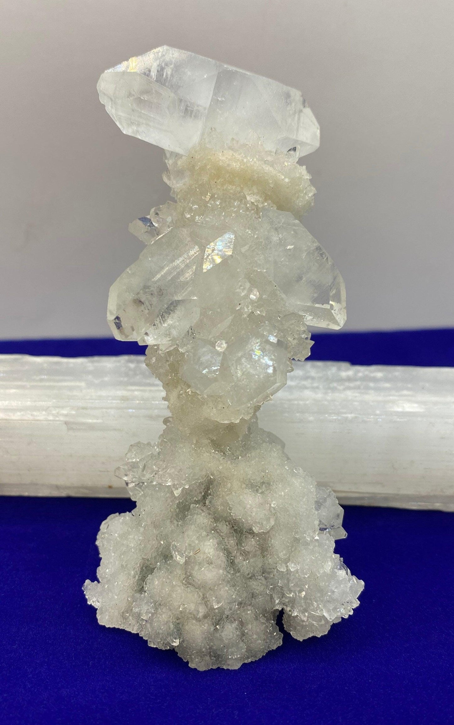 Apophyllite Stalactite Crystal Cluster: Reiki Meditation Stone, 128 grams