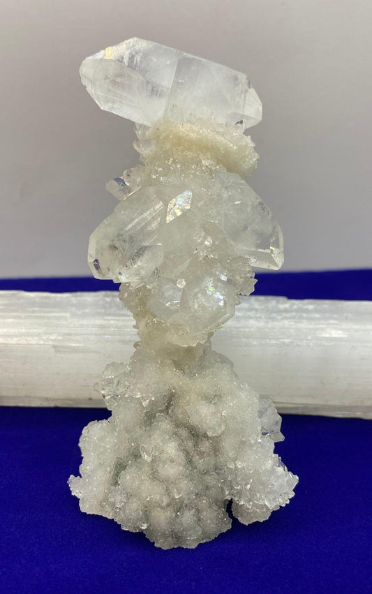 Apophyllite Stalactite Crystal Cluster: Reiki Meditation Stone, 128 grams