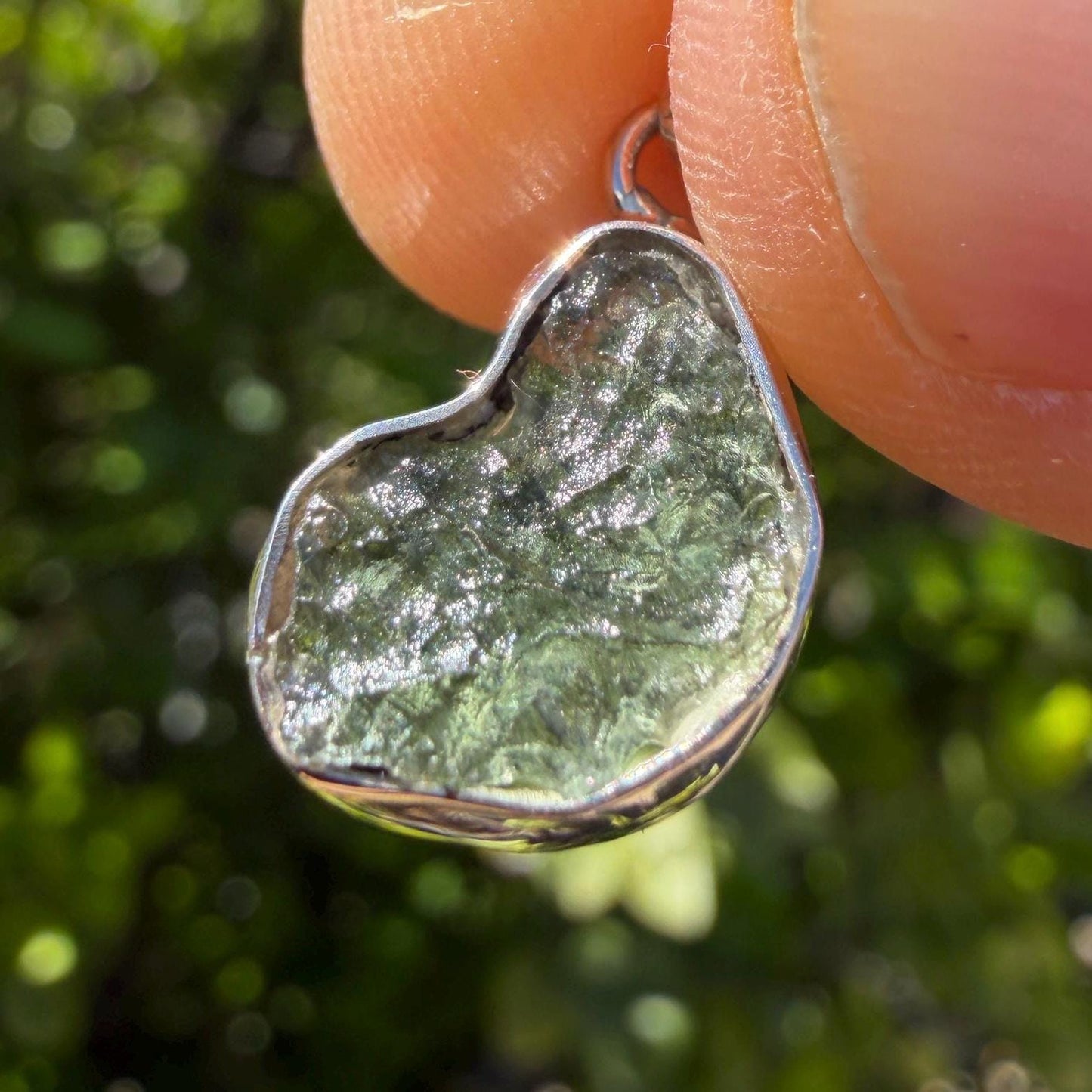 Authentic Moldavite Tektite Pendant: Czech Republic, Reiki Energy, 1.32 gram