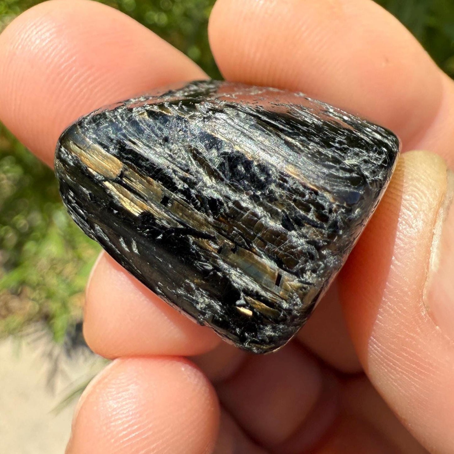 Greenland Nuummite Stone: Reiki Grounding Gemstone, 23.09 grams