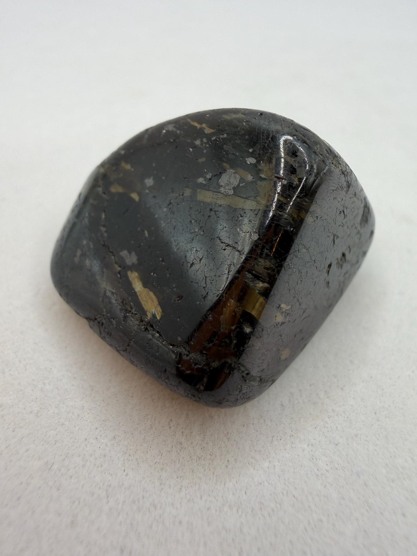 Nuummite Stone: Greenland Gemstone with Macrame Necklace and Display, Talisman, 20.67 grams