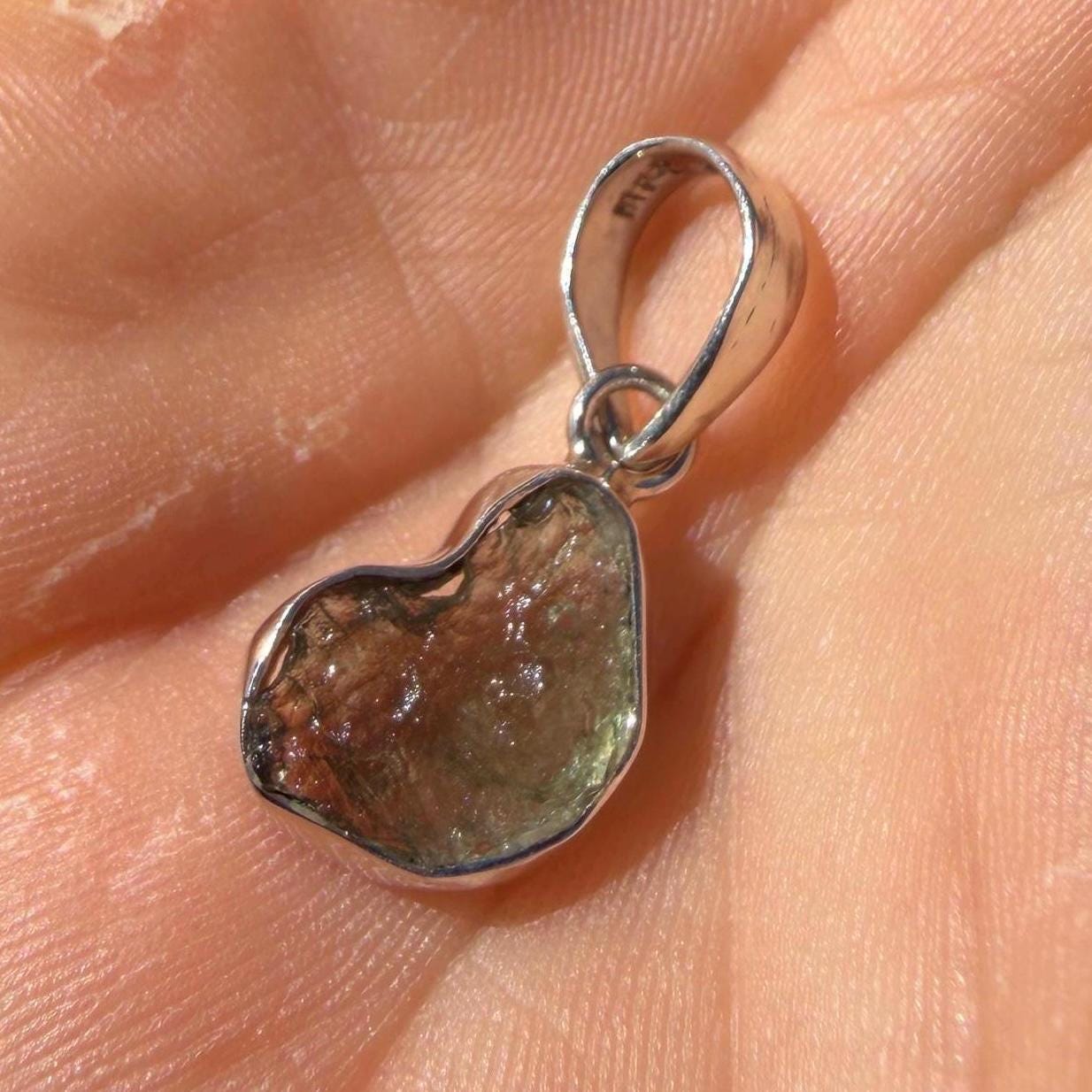 Authentic Moldavite Tektite Pendant: Czech Republic, Reiki Energy, 1.32 gram