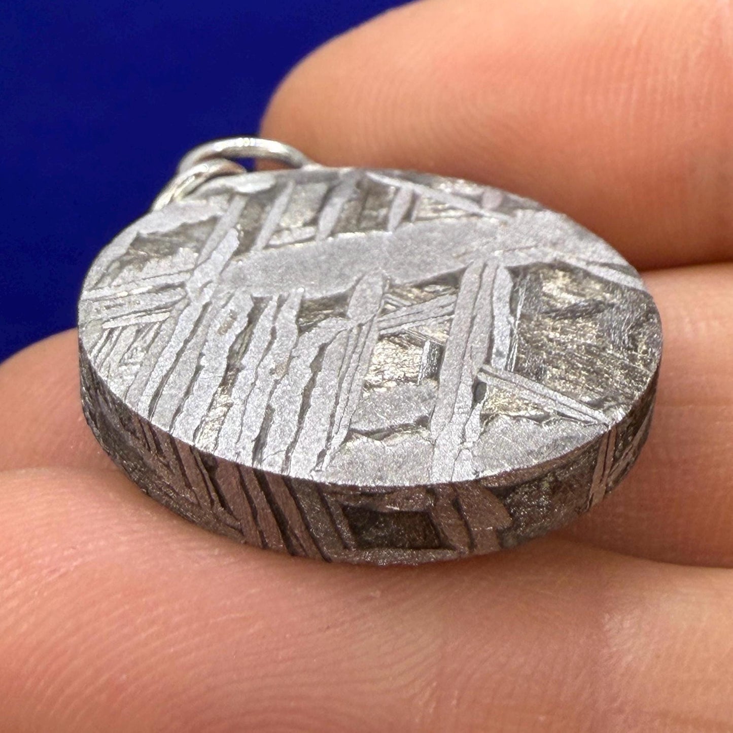 Aletai Meteorite Pendant, Space Jewelry, Etched Iron Widmanstätten 14.69g