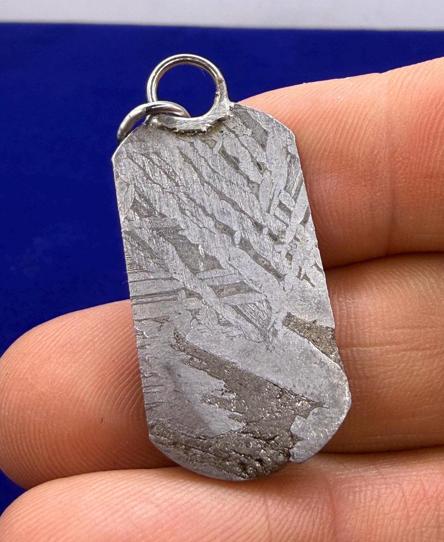 Aletai Meteorite Pendant, Space Jewelry, Etched Iron Widmanstätten 8.80g