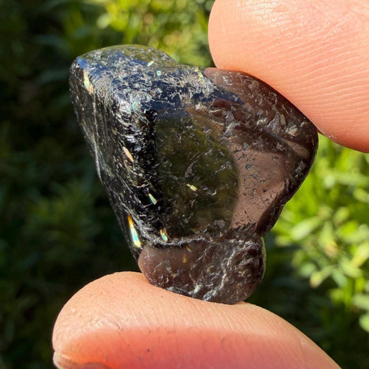 Fiery Nuummite Stone: Greenland Sorcerer's Stone, Macrame Necklace, 8.51g