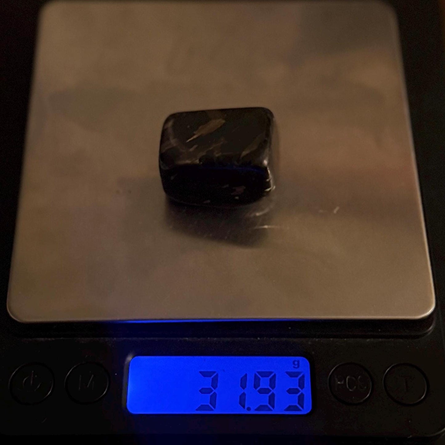 Nuummite Stone: Greenland Gemstone with Macrame Necklace and Display, Talisman, 31.93 grams