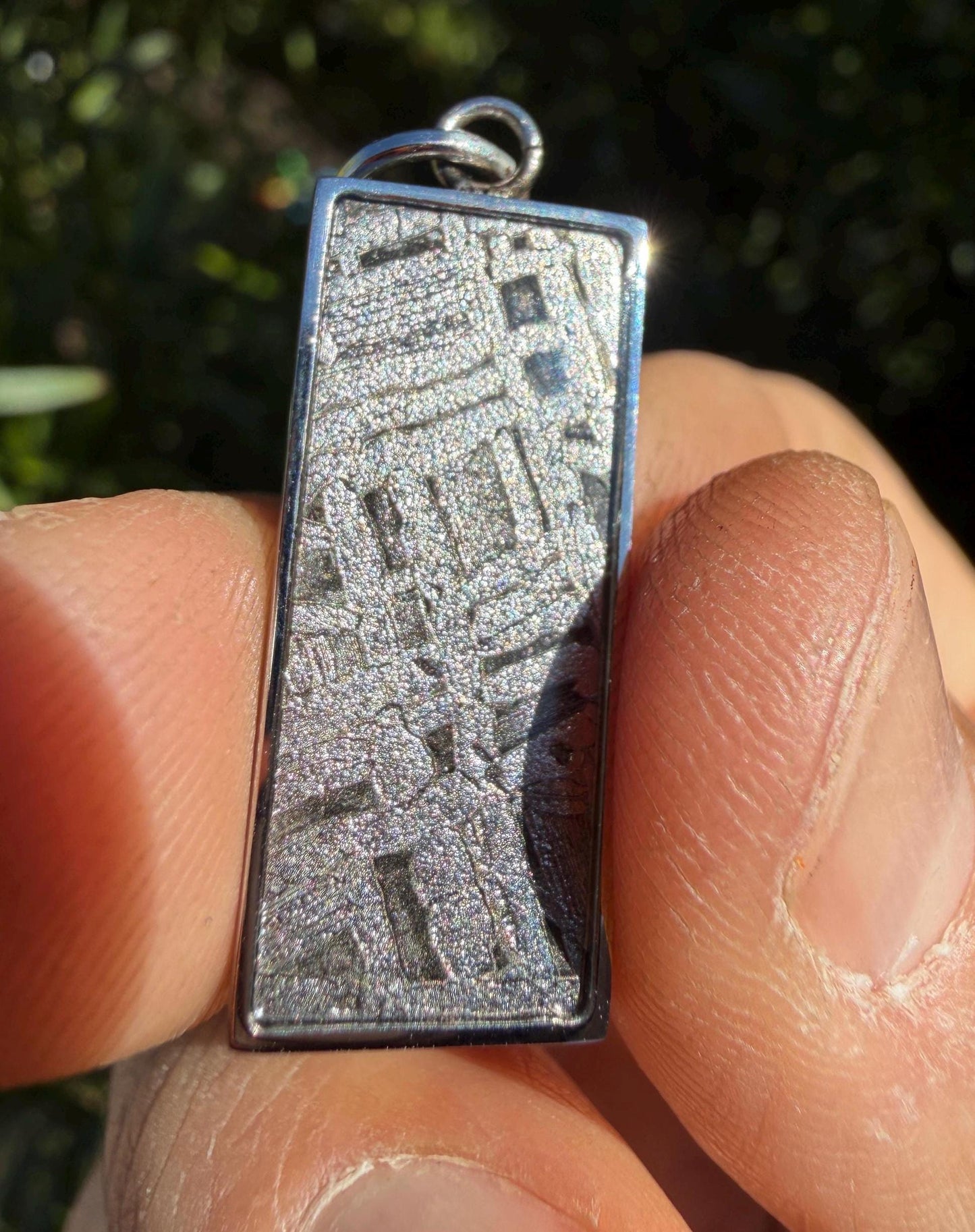 Aletai Meteorite Pendant, Widmanstätten Pattern, Etched Meteorite Necklace, 3.80g