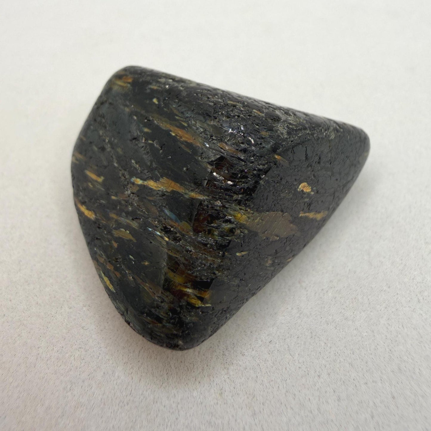Nuummite Stone: Greenland Gemstone with Macrame Necklace and Display, Talisman, 20.35 grams