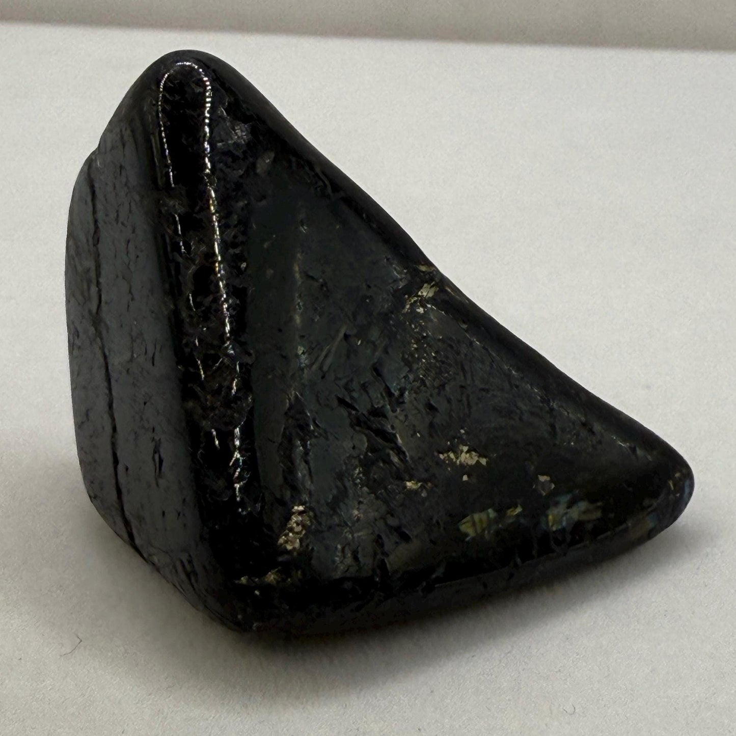 Polished Nuummite Stone: Greenland Gemstone with Display Case, Talisman, 18.89 grams
