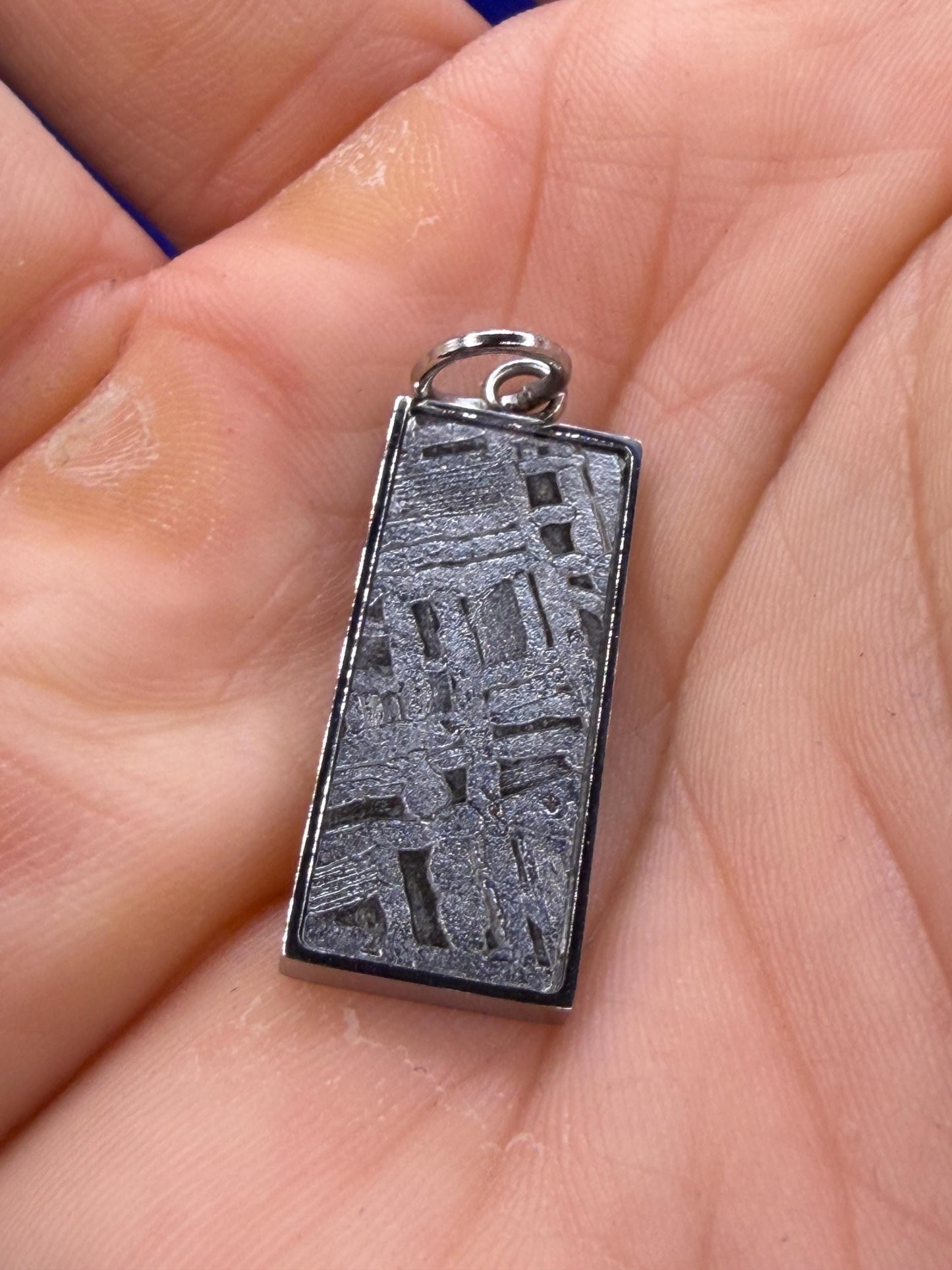 Aletai Meteorite Pendant, Widmanstätten Pattern, Etched Meteorite Necklace, 3.80g
