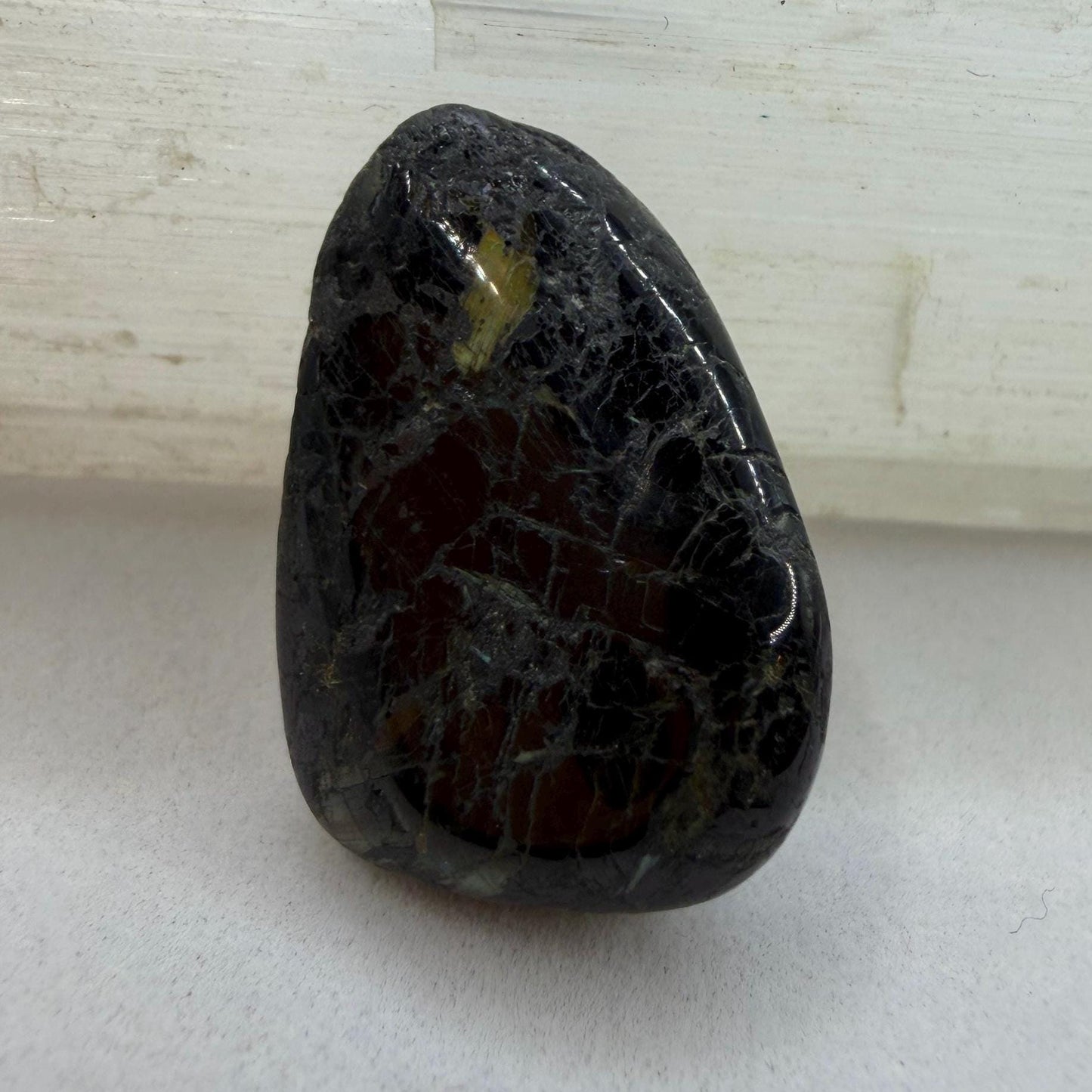 Greenland Nuummite Stone: Reiki Healing Stone, Protection Talisman, 6.91 grams