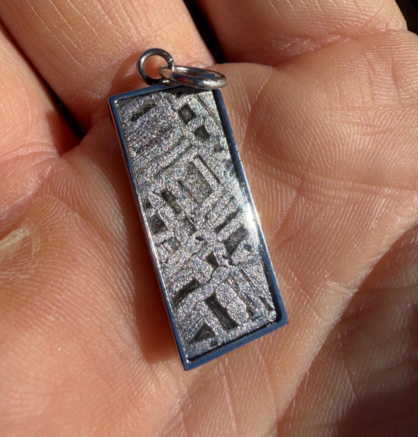 Aletai Meteorite Pendant, Widmanstätten Pattern, Etched Meteorite Necklace, 3.80g