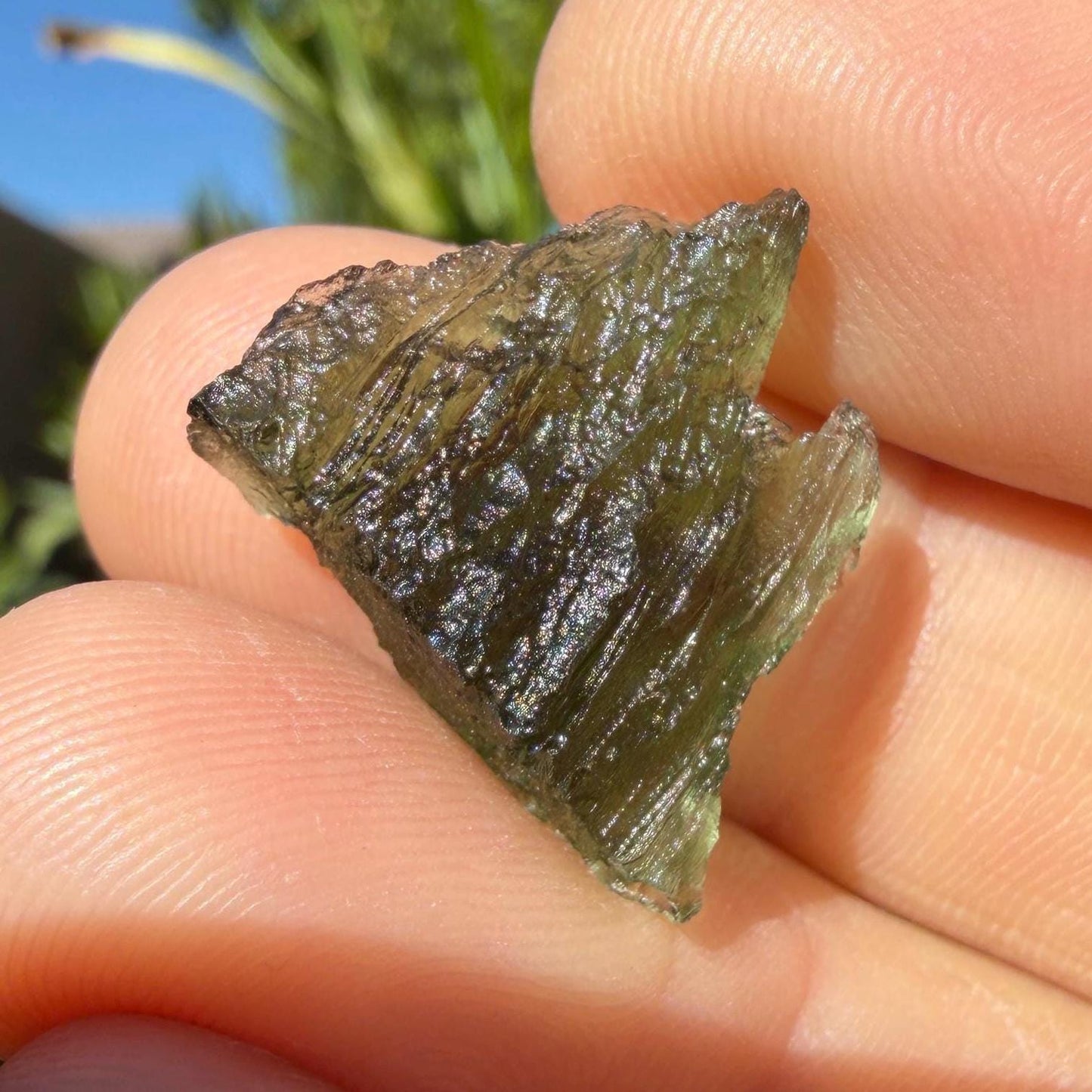 Authentic Moldavite Tektite Specimen: 2.43 grams, Reiki Talisman