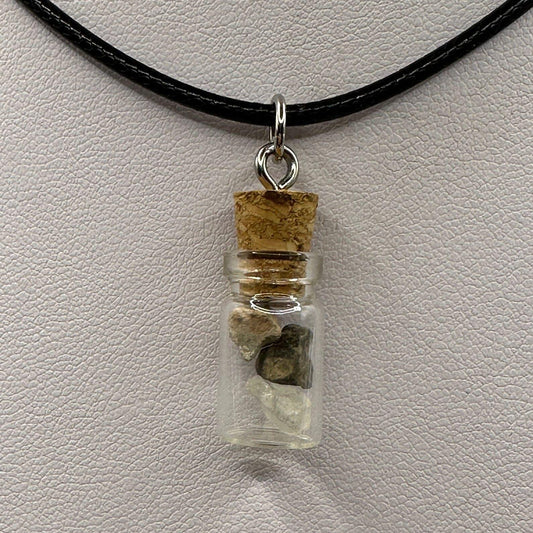 Moon Mars Earth Meteorite Pendant: Bechar 007, Shergottite, Phenacite