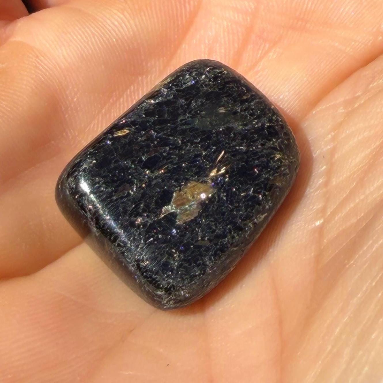 Greenland Nuummite Stone: Reiki Healing Stone, Protection Talisman, 9.75 grams
