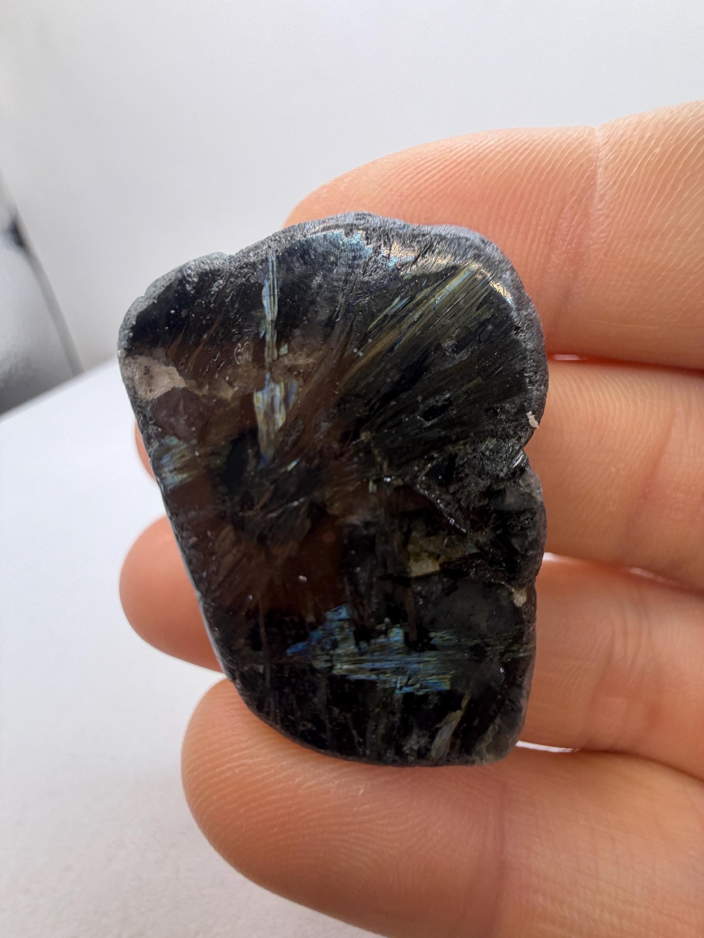 Rare Nuummite Crystal Finland, Genuine Sorcerer’s Stone, Iridescent Stone, 20.96g