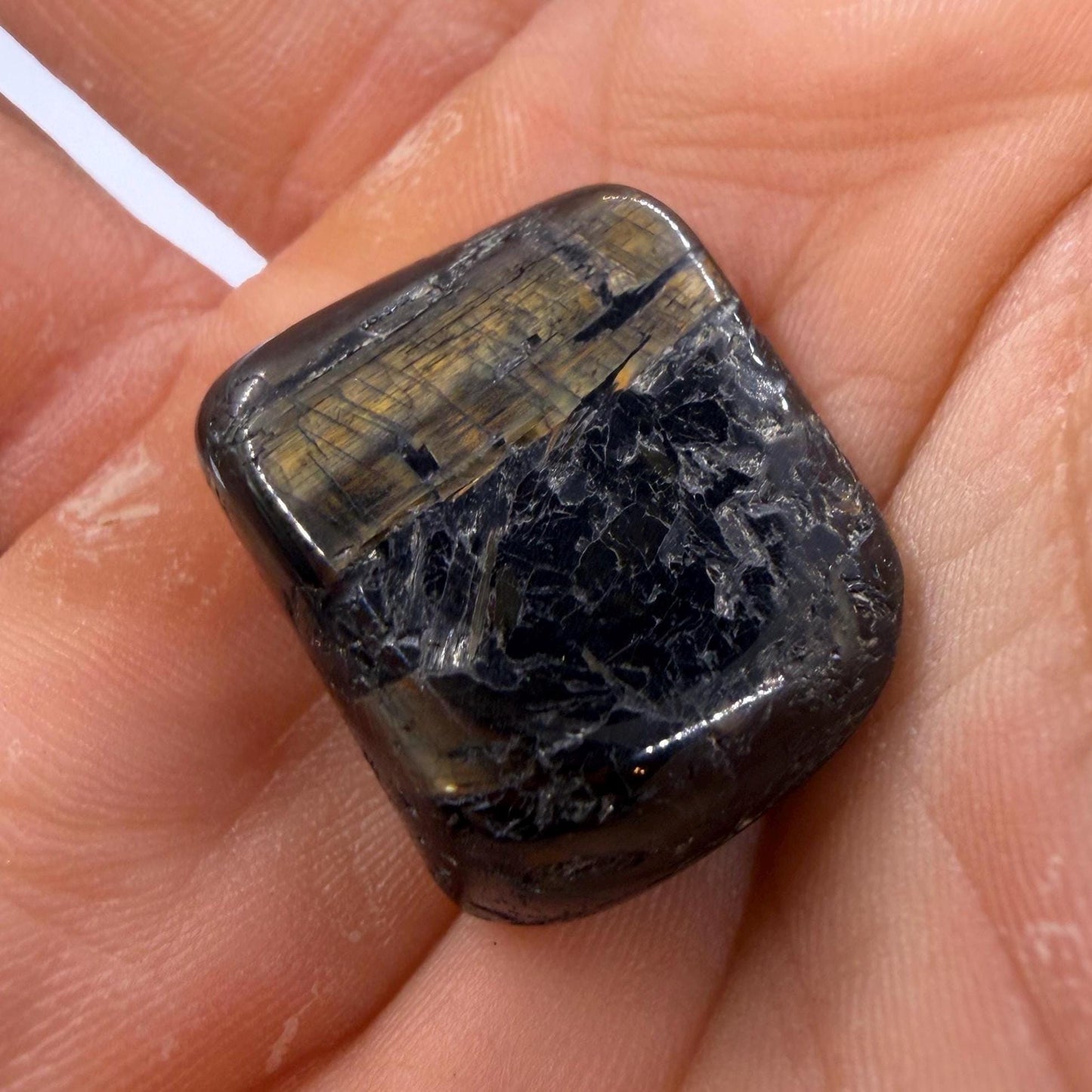 Greenland Nuummite Stone: Reiki Healing Stone, Protection Talisman, 9.61 grams