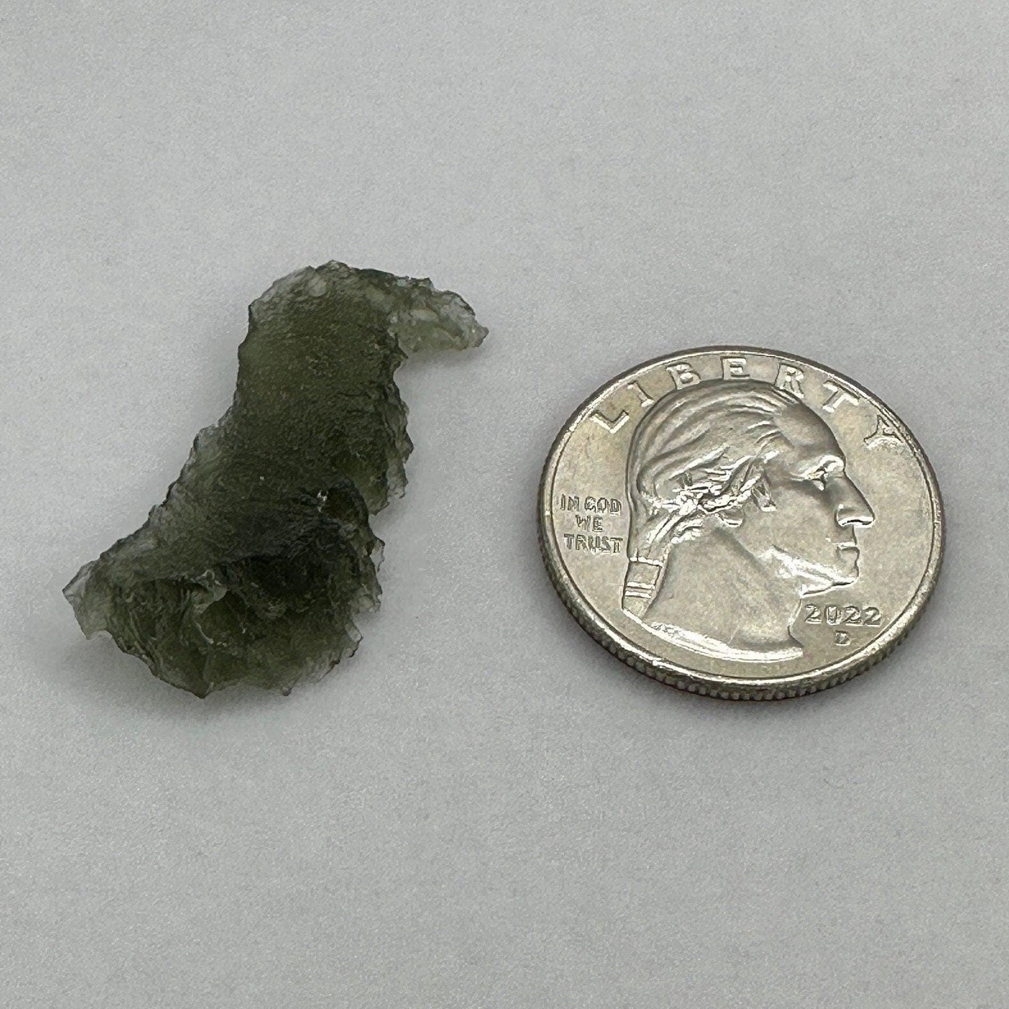 Moldavite Tektite Specimen, Forest Green Crystal (2.90 grams)
