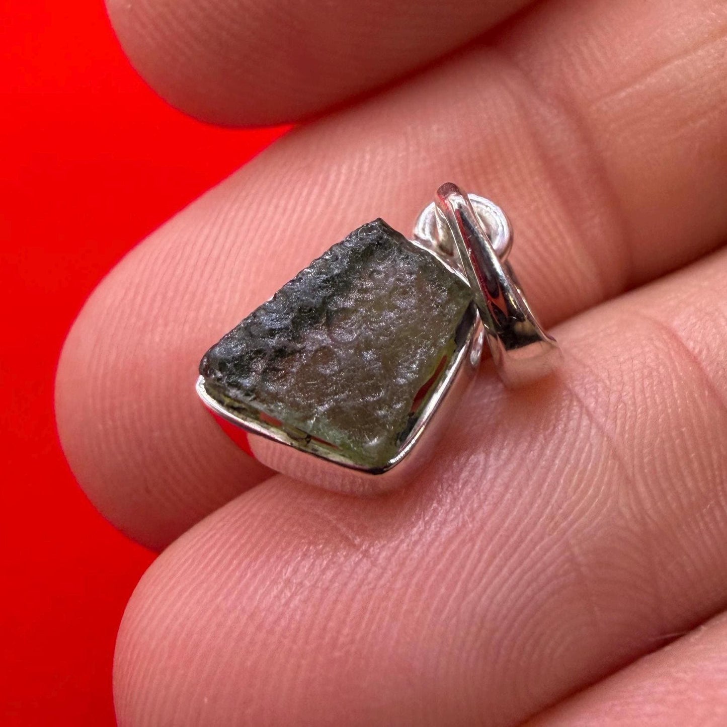 Authentic Moldavite Tektite Pendant: Czech Republic, Reiki Energy, 1.55 gram