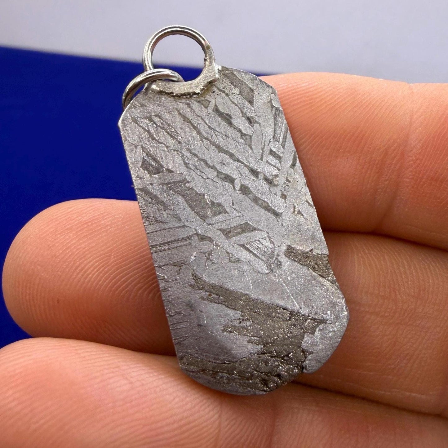Aletai Meteorite Pendant, Space Jewelry, Etched Iron Widmanstätten 8.80g