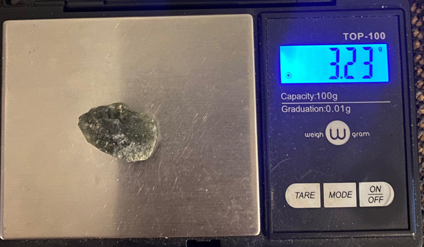 Triangular Moldavite Tektite Specimen, 3.23 grams