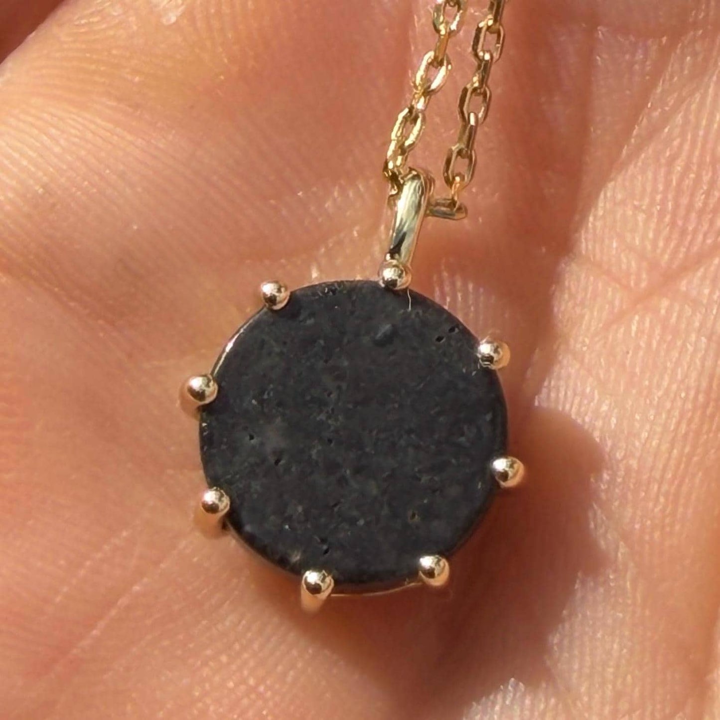 Lunar Meteorite Pendant NWA 14041 Moon Rock Necklace Gold Silver, 1.45 grams