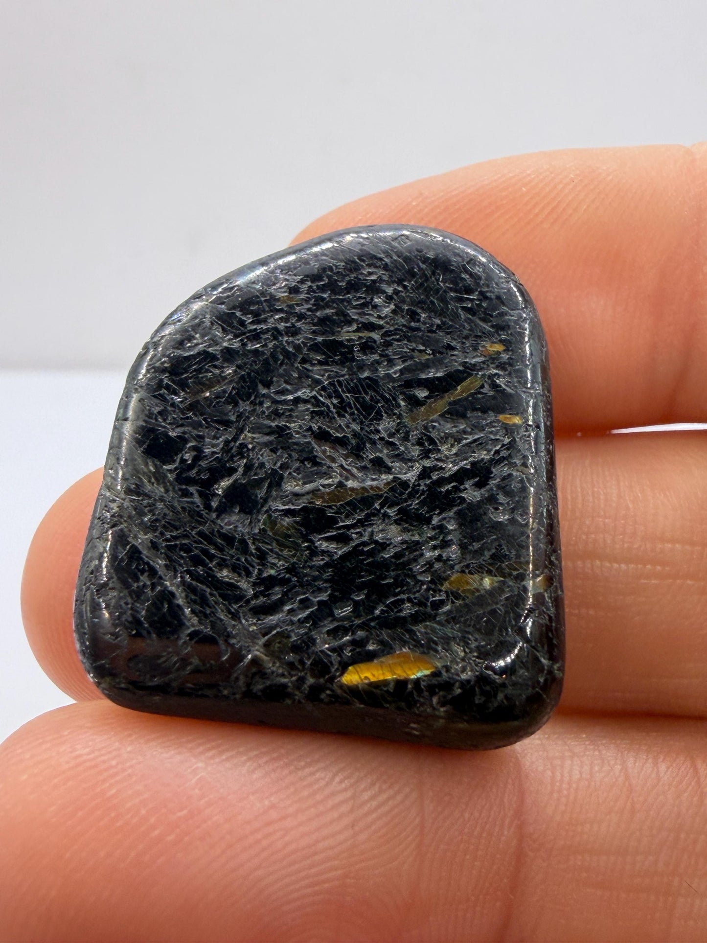 Greenland Nuummite Stone: Reiki Healing Stone, Protection Talisman, 8.53 grams