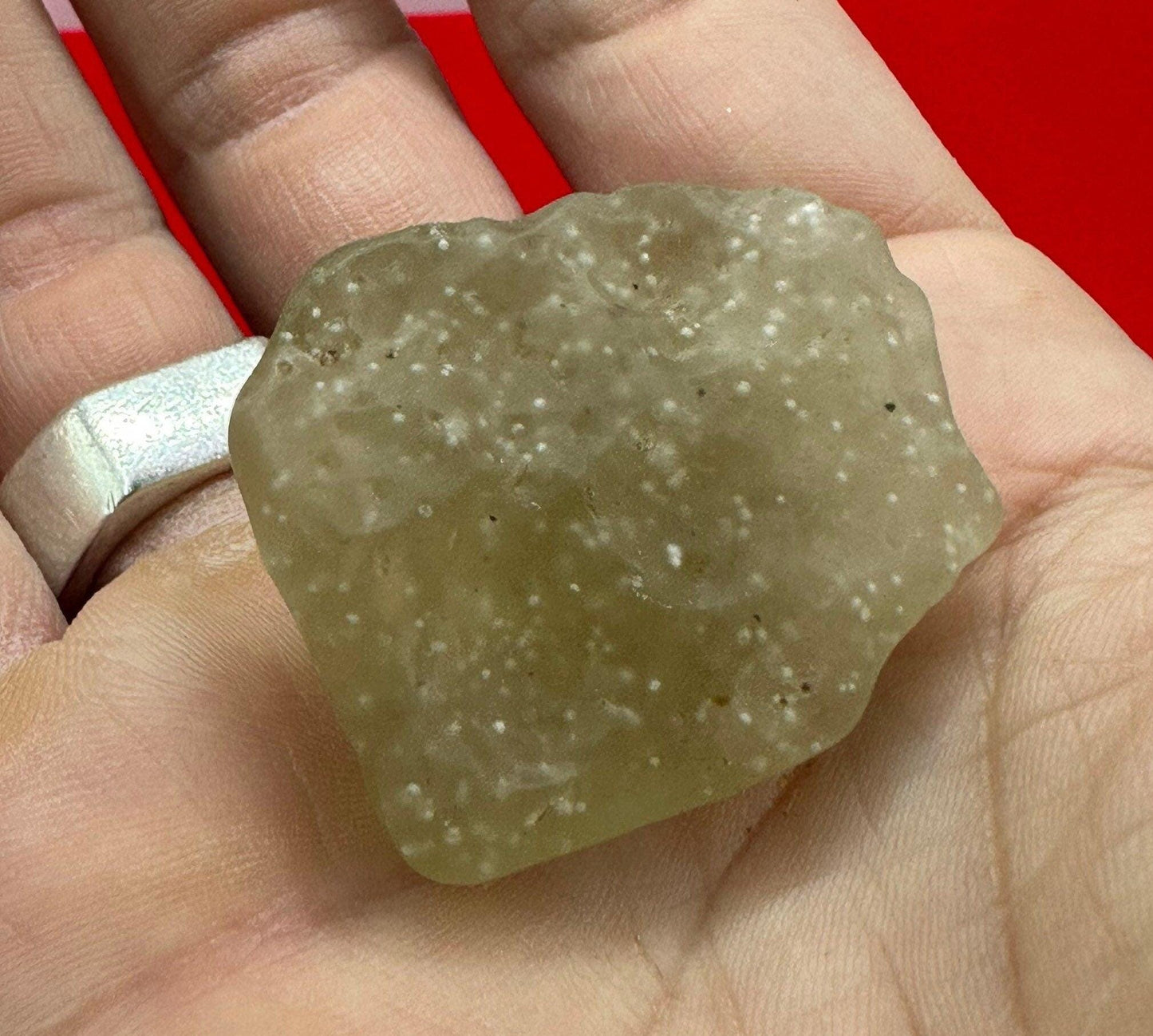 Libyan Desert Glass: Golden Tektite Talisman with Sand Grains, 20.86 grams
