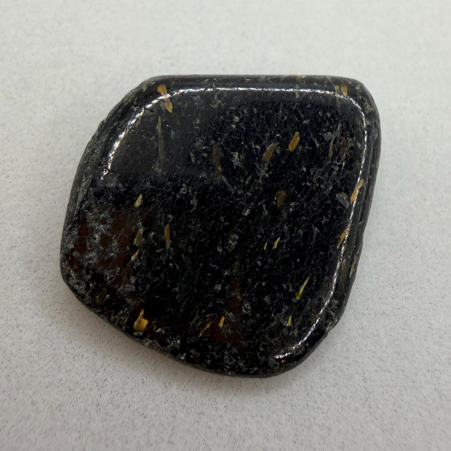 Greenland Nuummite Stone: Reiki Healing Crystal with Macrame Necklace, 8.27g
