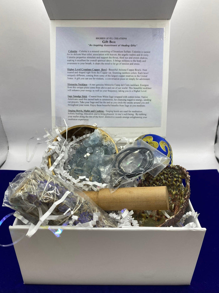 Spiritual Gift Box: Copper Bowl, Celestite, Sage, Singing Bowl