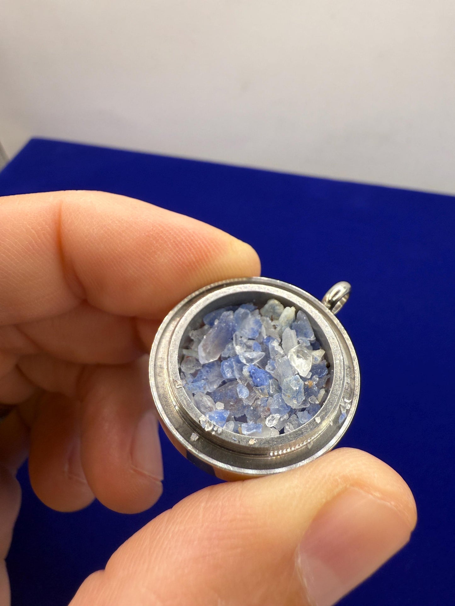 Dumortierite Crystal Pendant: Bahia Brazil Stone, Stainless Steel Pendant