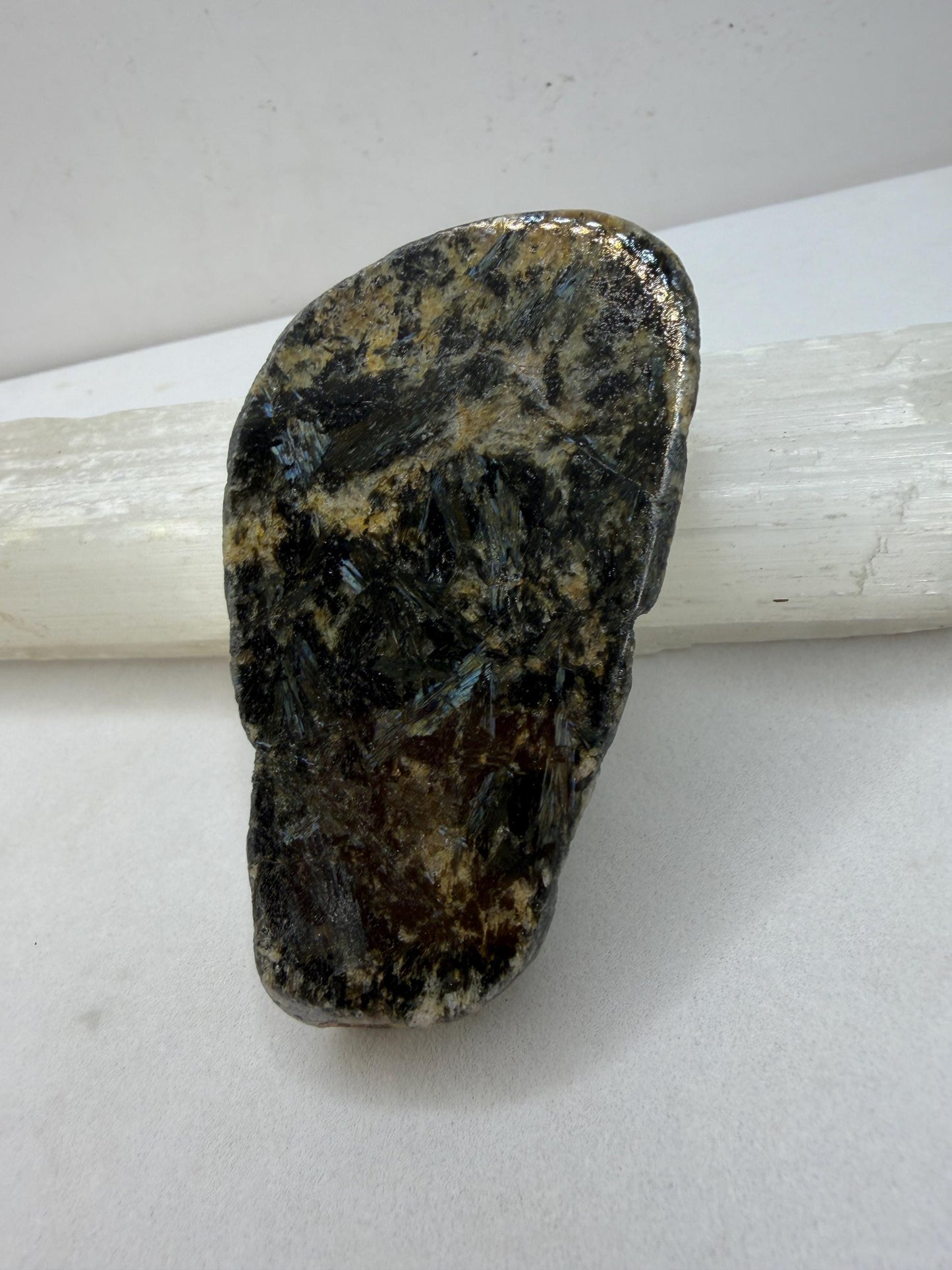 Rare Nuummite Crystal Finland, Genuine Sorcerer’s Stone, Iridescent Stone, 48.82g