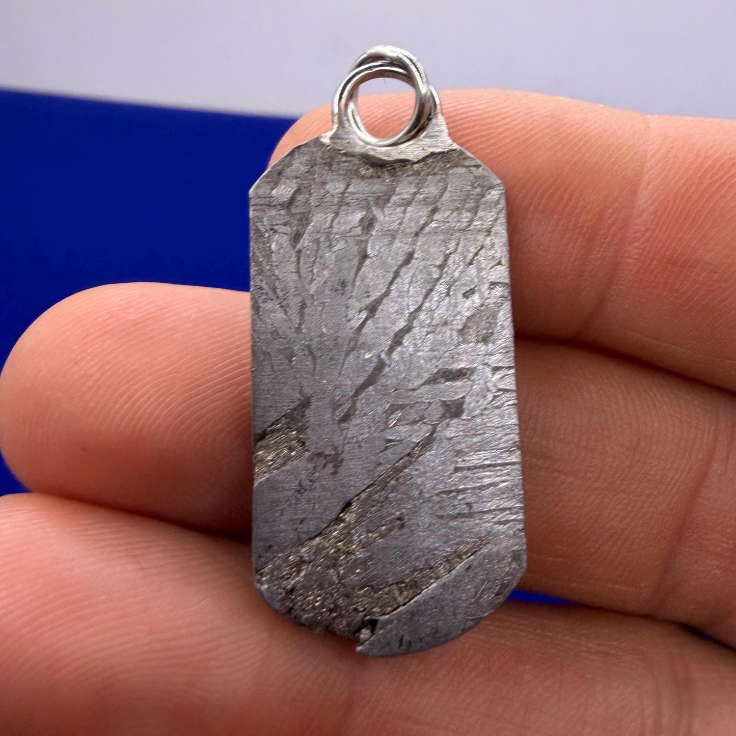 Aletai Meteorite Pendant, Space Jewelry, Etched Iron Widmanstätten 8.80g