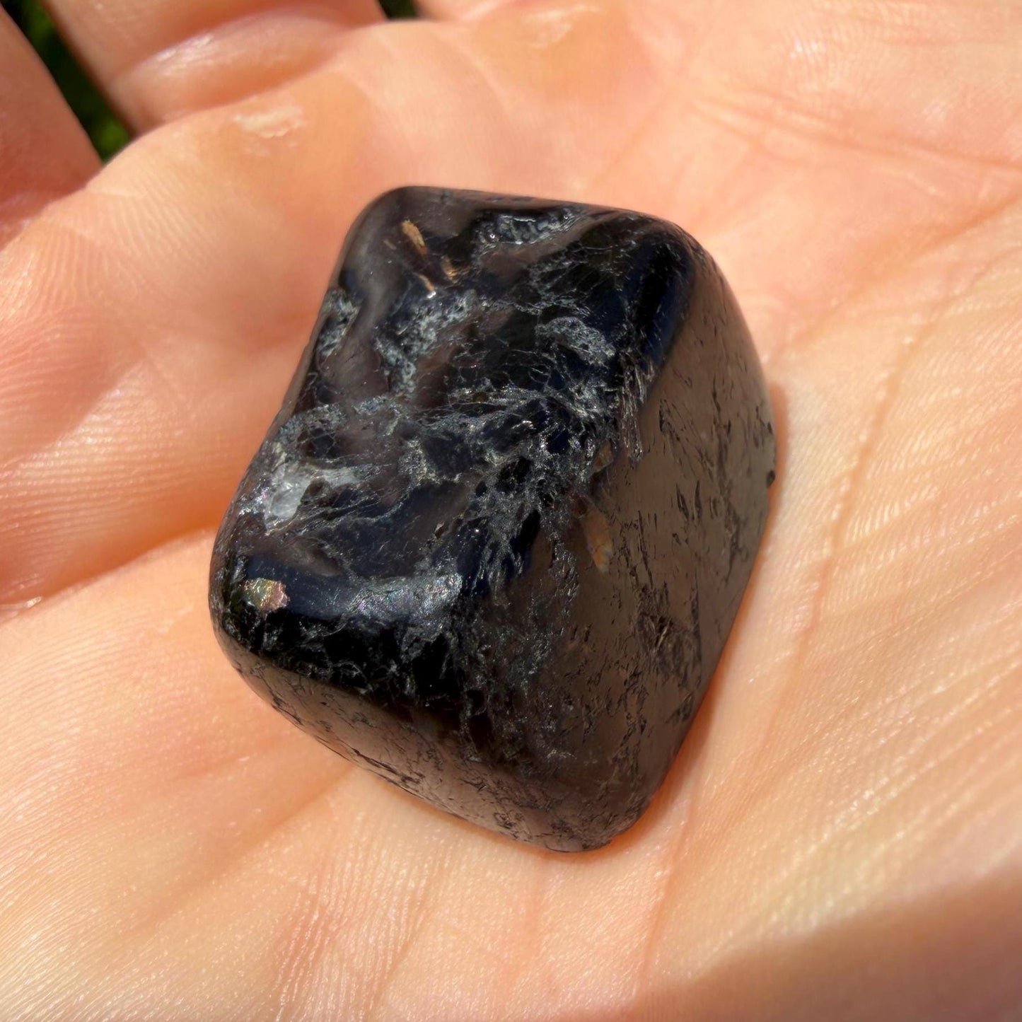 Greenland Nuummite Stone: Reiki Grounding Gemstone, 21.71 grams