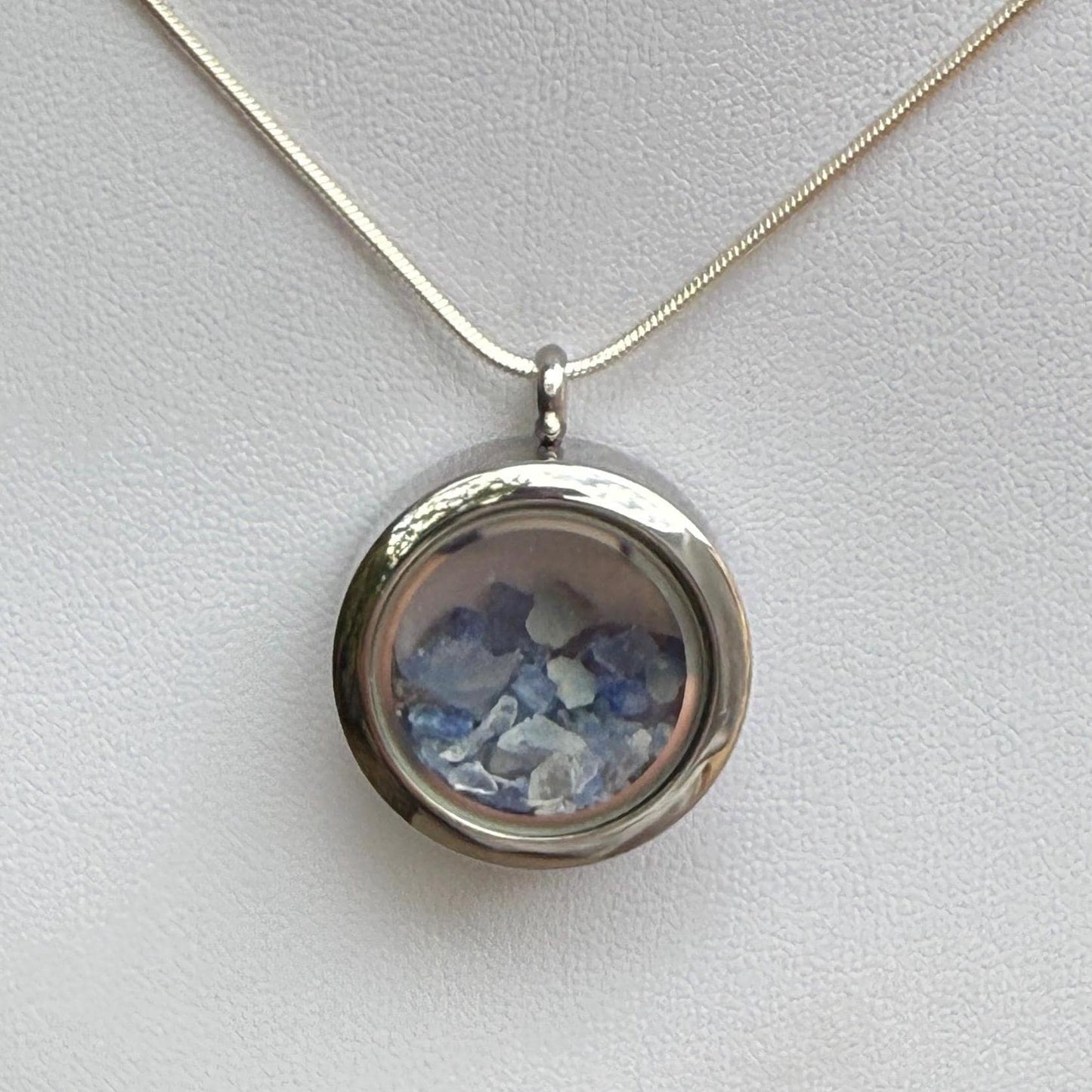 Dumortierite Crystal Pendant: Bahia Brazil Stone, Stainless Steel Pendant