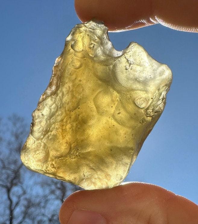 Greenish Libyan Desert Glass: Golden Tektite Talisman, 54.68 grams