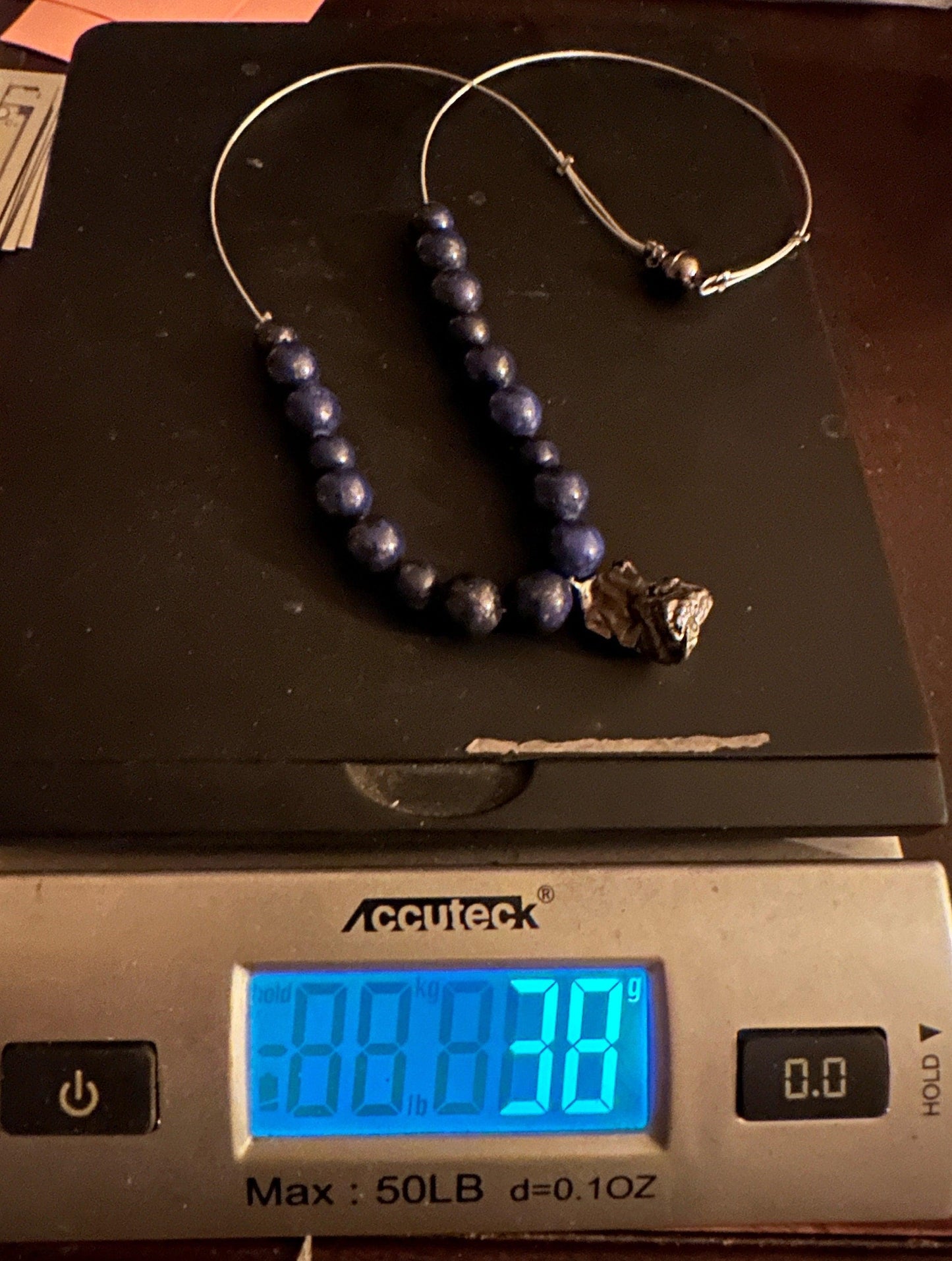 Campo del Cielo Meteorite Necklace: Lapis Lazuli Astronomy Gift, 38 grams