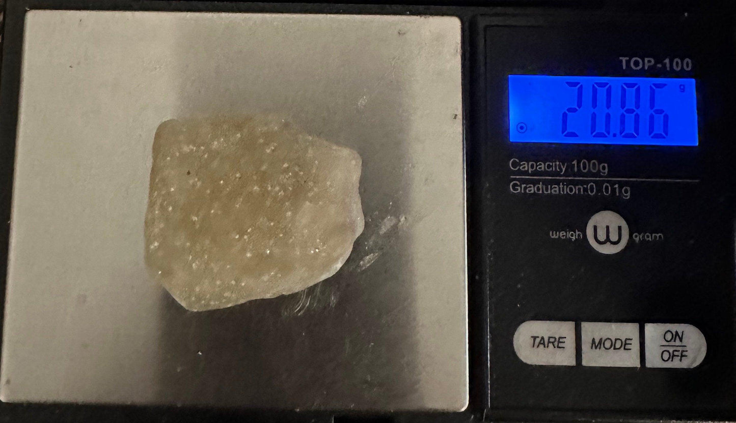 Libyan Desert Glass: Golden Tektite Talisman with Sand Grains, 20.86 grams