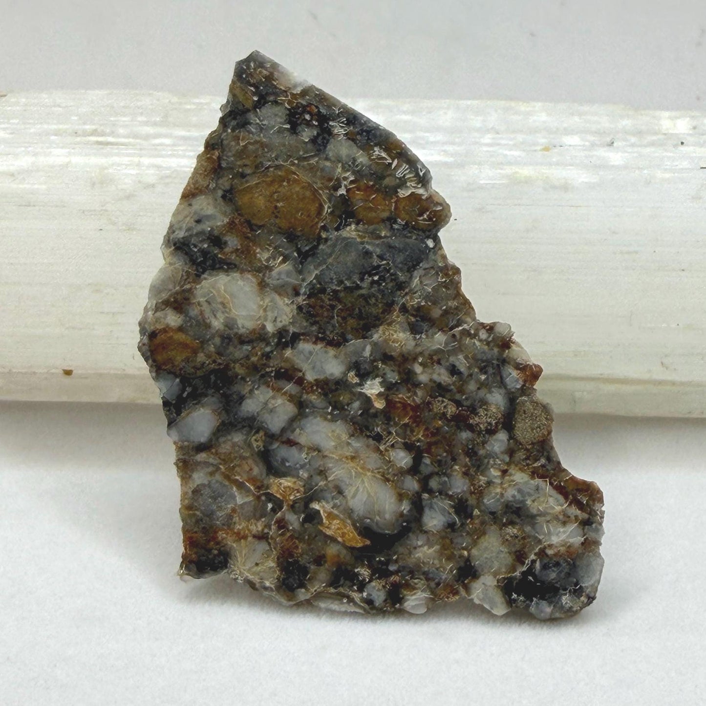 NWA 18045 Lunar Meteorite Slice, Newly Classified, Translucent, Authentic Moon Rock, Melt Breccia, 6.36 grams