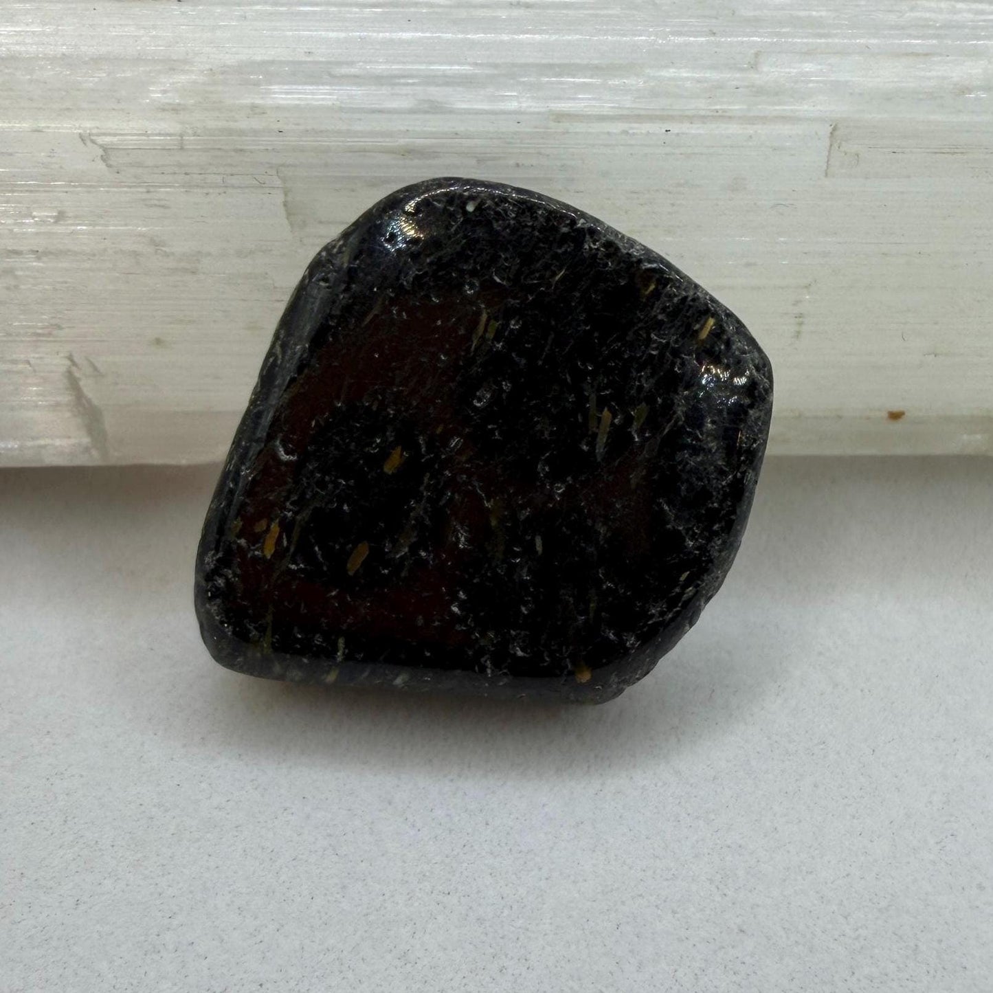Greenland Nuummite Stone: Reiki Healing Crystal with Macrame Necklace, 8.27g