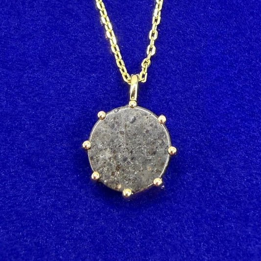 Lunar Meteorite Pendant NWA 14041 Moon Rock Necklace Gold Silver, 1.45 grams