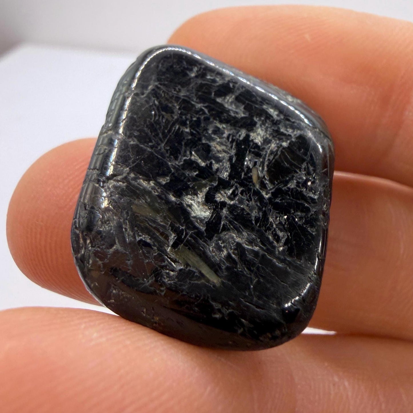 Greenland Nuummite Stone: Reiki Healing Stone, Protection Talisman, 9.61 grams