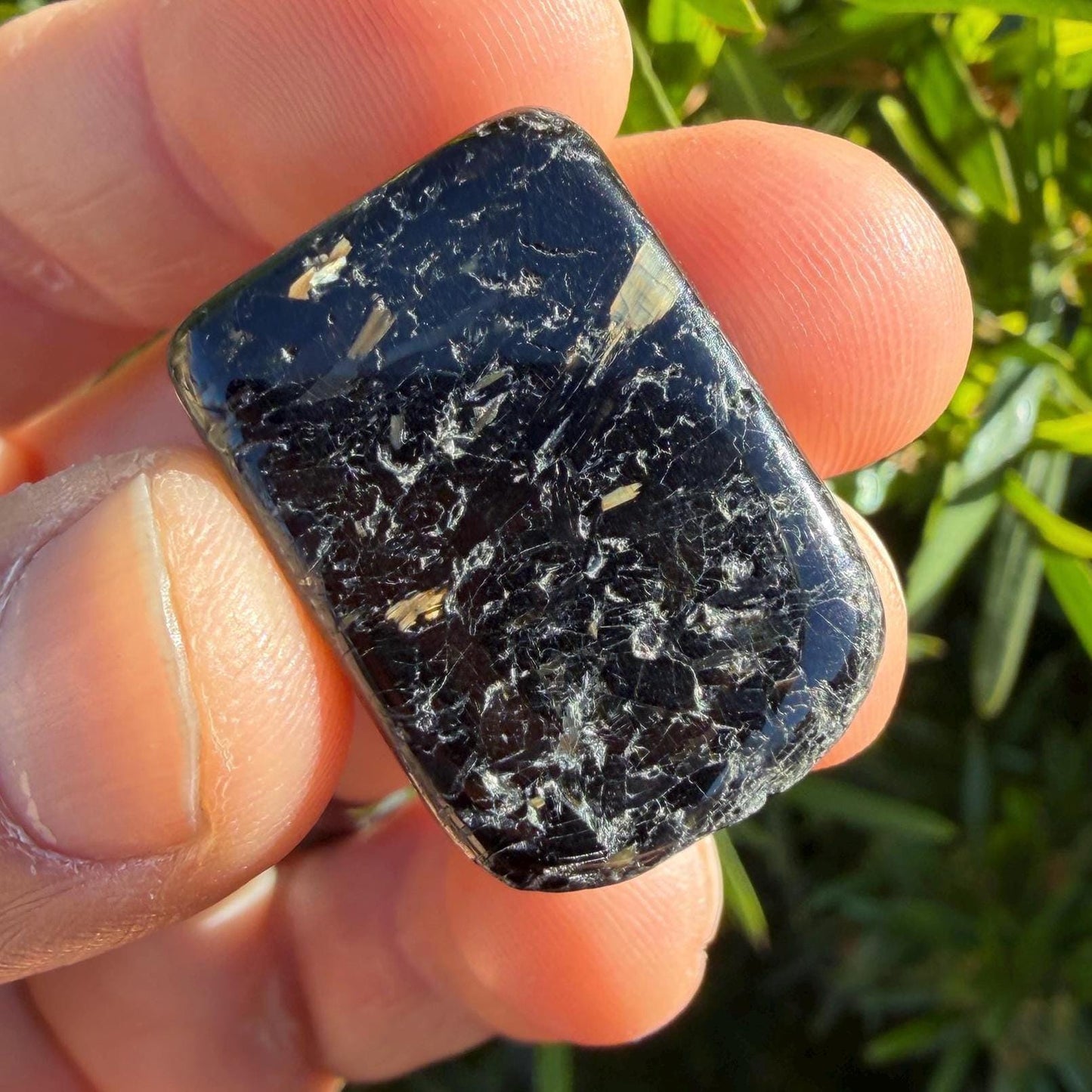 Fiery Nuummite Stone: Sorcerer's Stone from Greenland, Energy Work, Golden Flashes, 16.70 grams