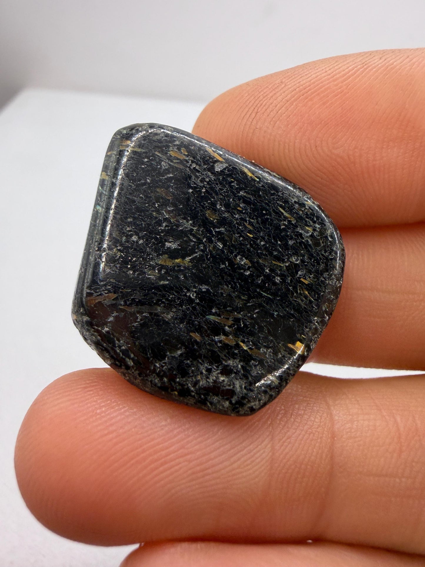 Greenland Nuummite Stone: Reiki Healing Crystal with Macrame Necklace, 8.27g