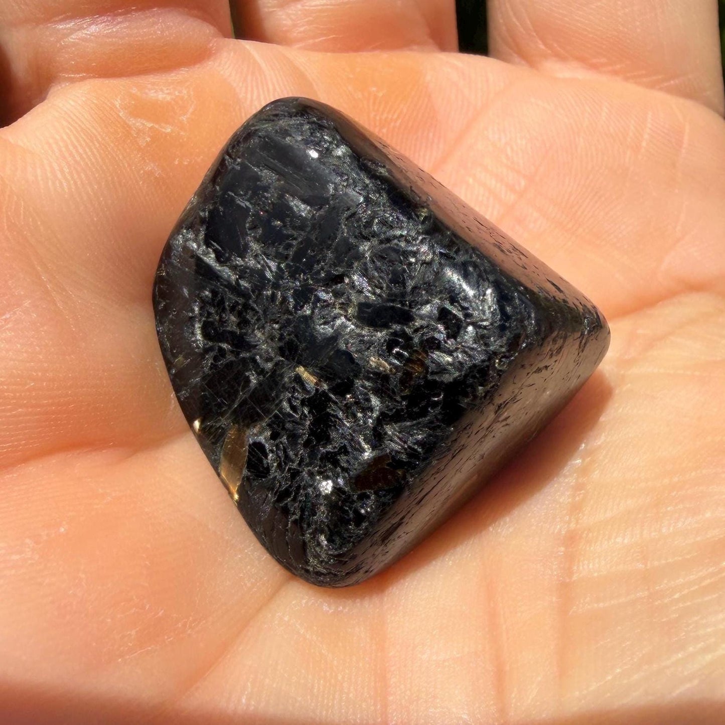 Greenland Nuummite Stone: Reiki Healing Stone, Protection Talisman, 19.63 grams
