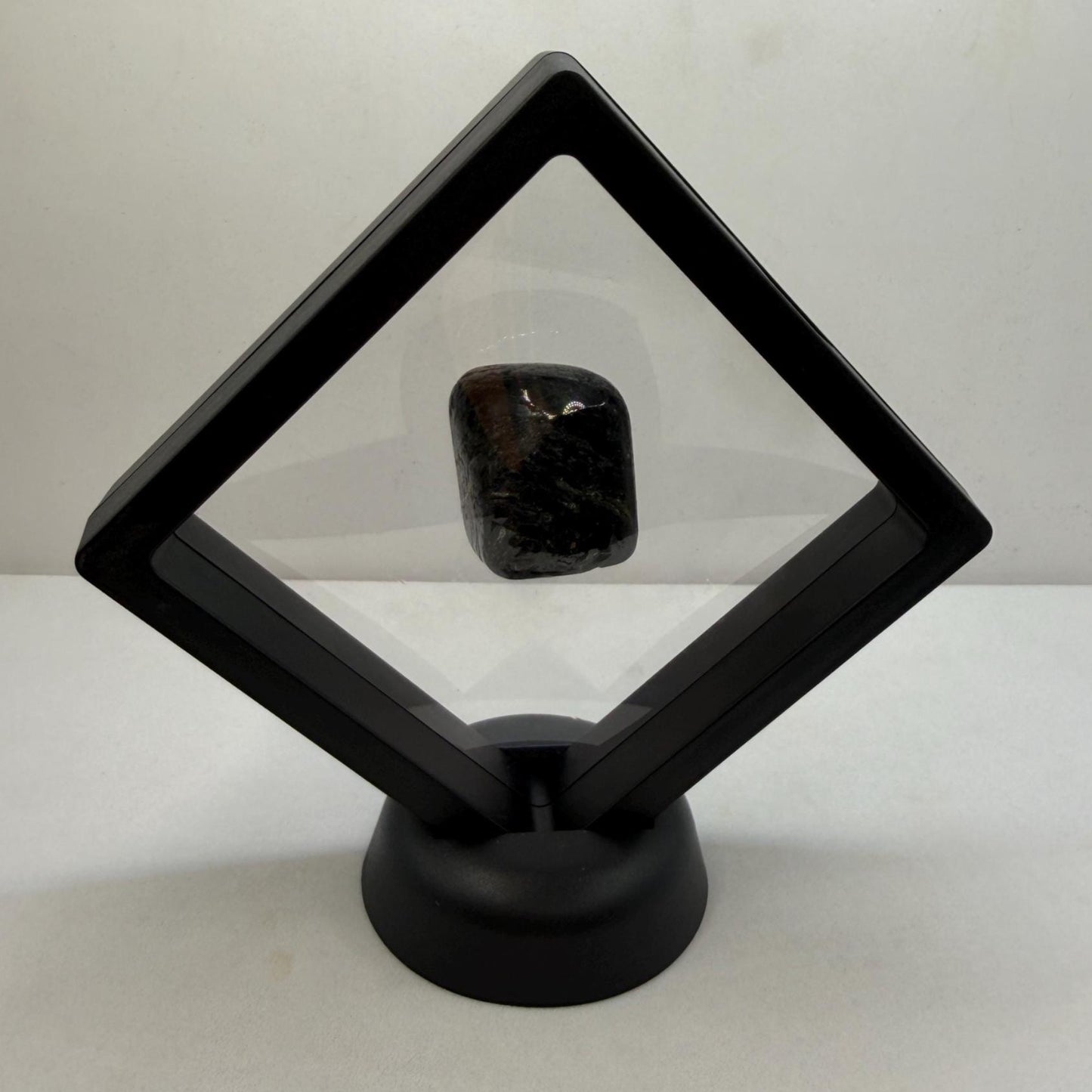 Nuummite Stone: Greenland Gemstone with Macrame Necklace and Display, Talisman, 31.88 grams