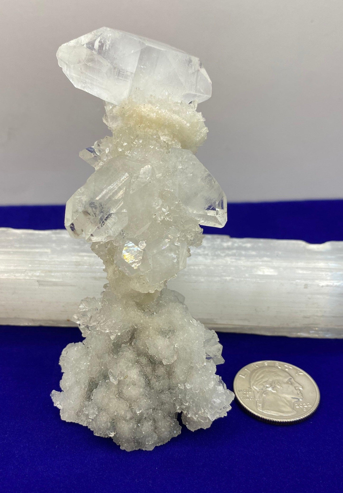 Apophyllite Stalactite Crystal Cluster: Reiki Meditation Stone, 128 grams