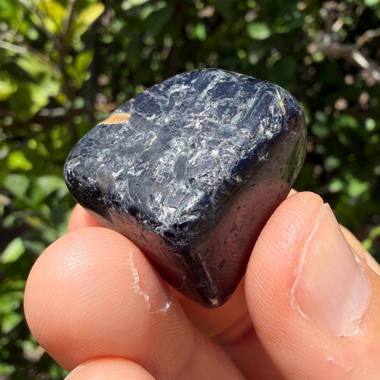 Greenland Nuummite Stone: Reiki Healing Stone, Protection Talisman, 19.63 grams